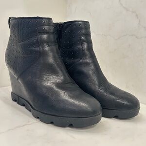 Sorel Joan Uptown Studded Waterproof Leather Booties - Black - W10.5 - Edgy Chic